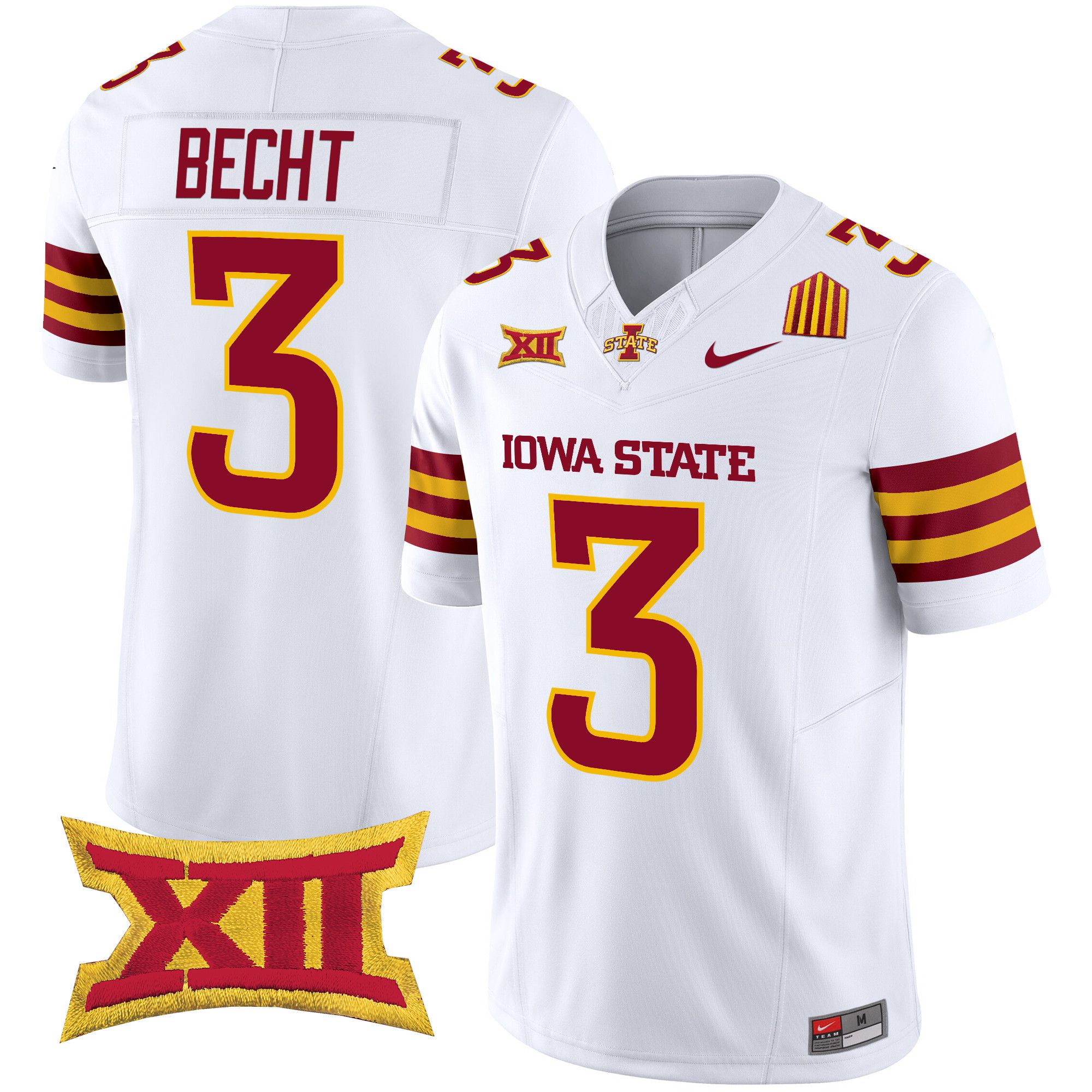 Men Iowa State Cyclones #3 Becht White Nike 2024 Vapor Limited NCAA Jersey->customized ncaa jersey->Custom Jersey